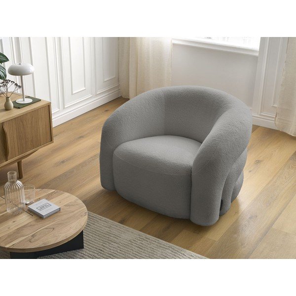 Сиво въртящо се кресло от прежда с примки от букле Elina – Bobochic Paris-image-1