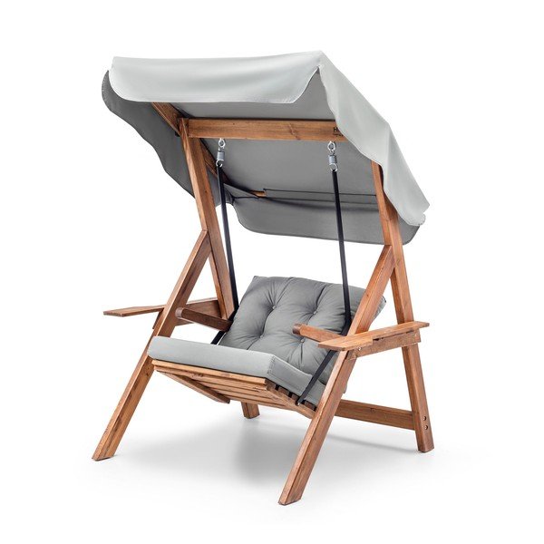 Градинска люлка от масивно дърво в сиво-естествен цвят Galata – Floriane Garden-image-3