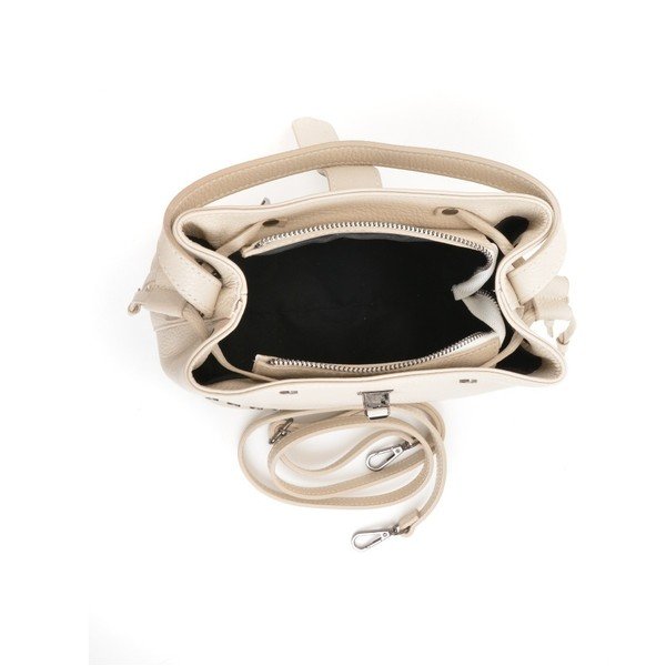 Бежова кожена чанта Giulia - Mangotti Bags-image-3