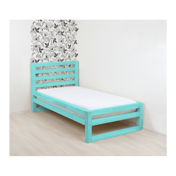 Тюркоазено синьо дървено единично легло DeLuxe, 190 x 120 cm - Benlemi