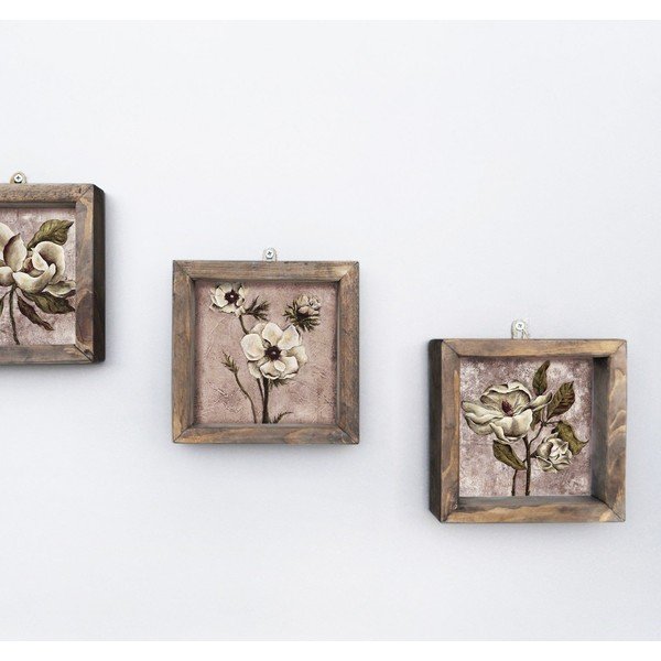 Комплект от 3 винтидж картини за стена, 15 x 15 cm - Evila Originals-image-1