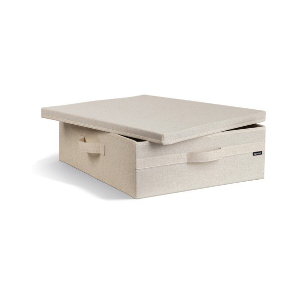 Бежова текстилна кутия за съхранение с капак 46x56x16 cm Soft Storage Low – Bigso-image-2