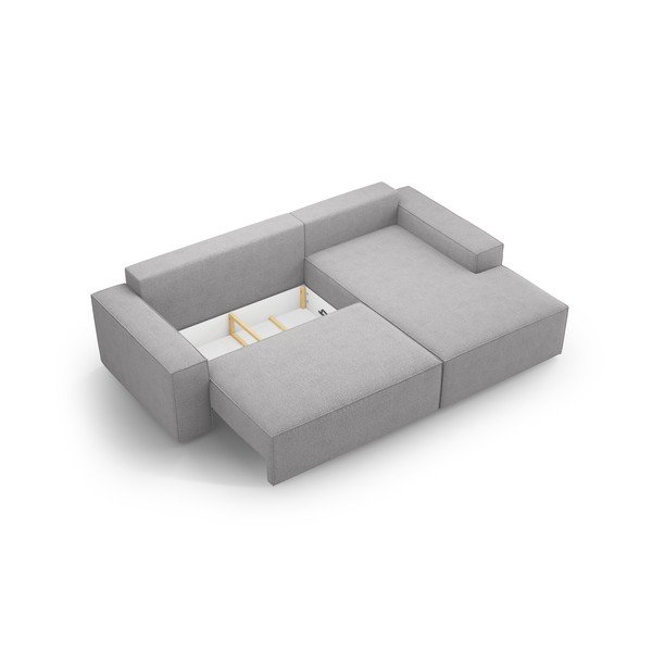 Светлосив разтегателен ъглов диван от букле (десен ъгъл) Jodie – Micadoni Home-image-4