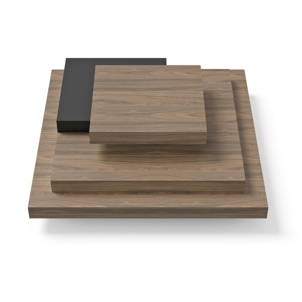 Масичка за кафе с декор от орех в черно-природен цвят 110x110 cm Slate - TemaHome-image-3