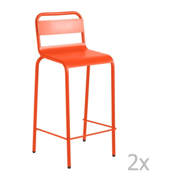 Sada 2 oranžových barových židlí Isimar Anglet