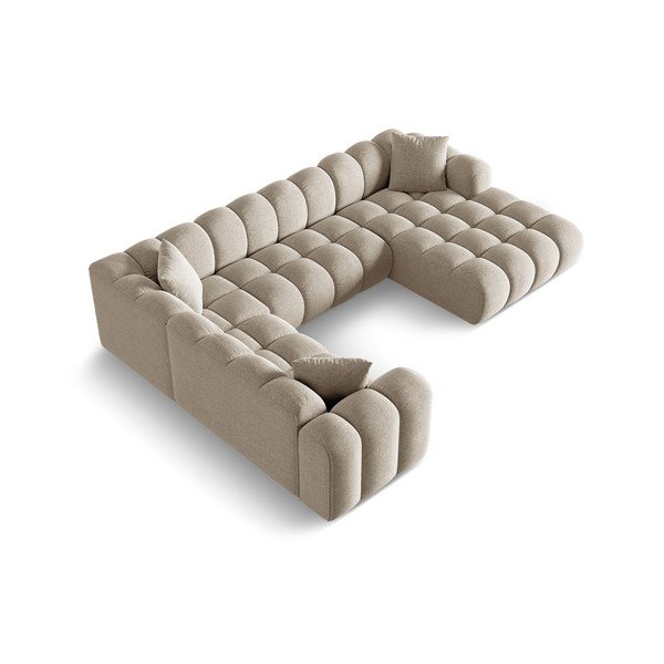 Светлокафяв шенилов ъглов диван (ляв ъгъл/U форма) Treno – Cosmopolitan Design-image-2