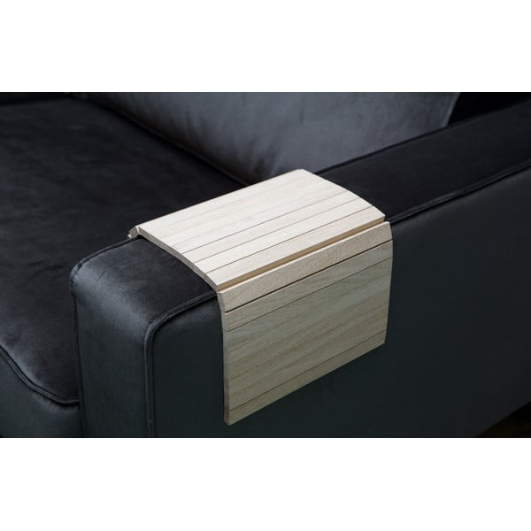 Кафяв гъвкав дървен подлакътник за диван с табла - WOOOD