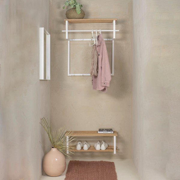 Бяла/в естествен цвят метална стенна закачалка с рафт 76 cm Rizzoli – Spinder Design-image-3