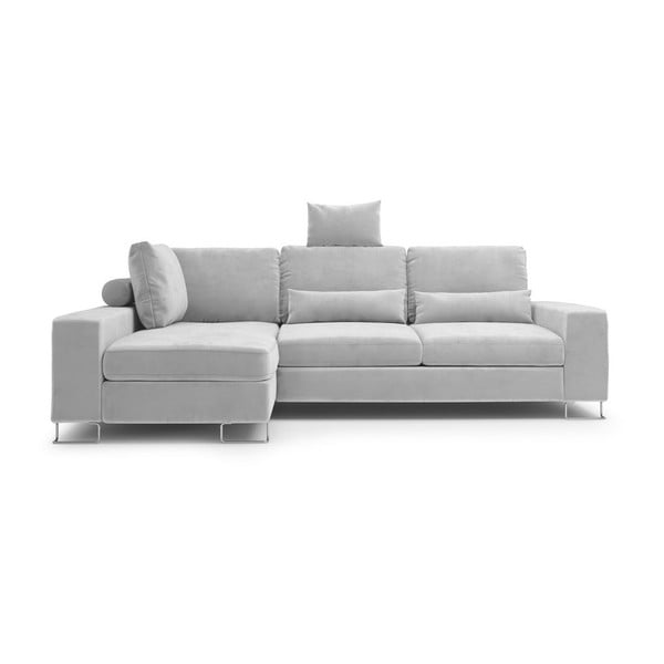 Светлосив ъглов диван с кадифена тапицерия Diane, ляв ъгъл - Windsor & Co Sofas