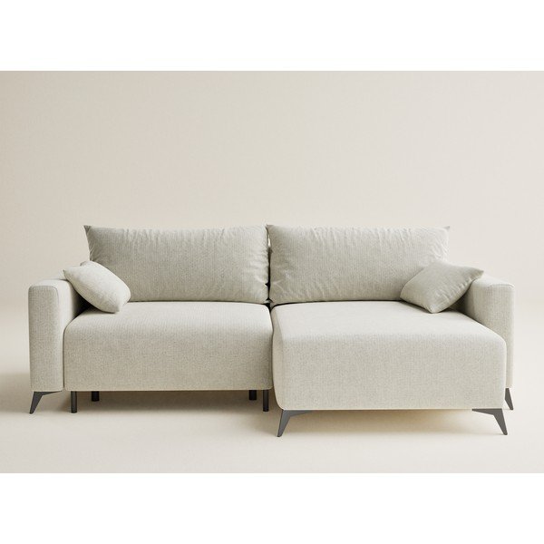 Кремав шенилов сгъваем/с място за съхранение ъглов диван (десен ъгъл) Leon – Maison de Rêve-image-2