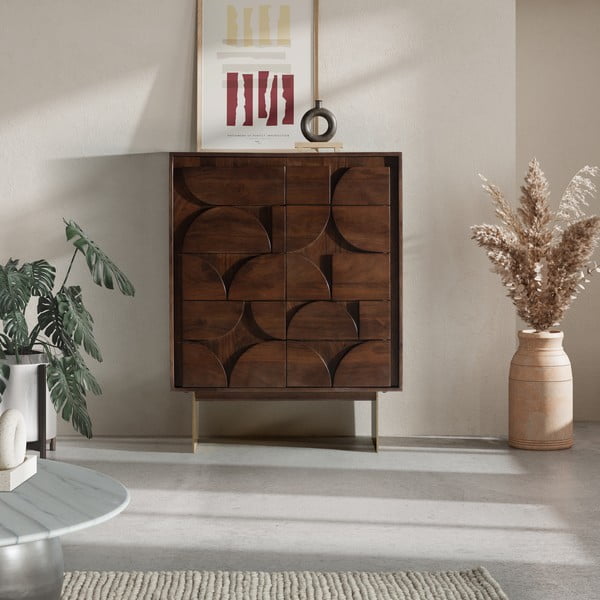 Кафяво шкафче от масивно манго 90x120x40 cm Trisha – MOME-image-1