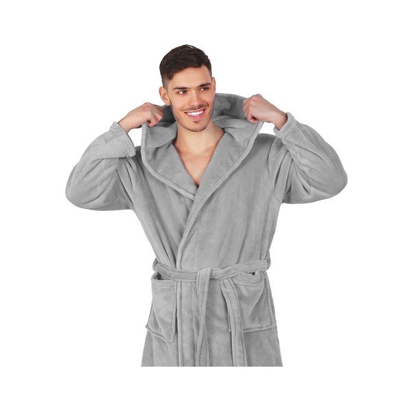 Šedý unisex župan z mikrovlákna DecoKing Robby, velikost XS-image-3