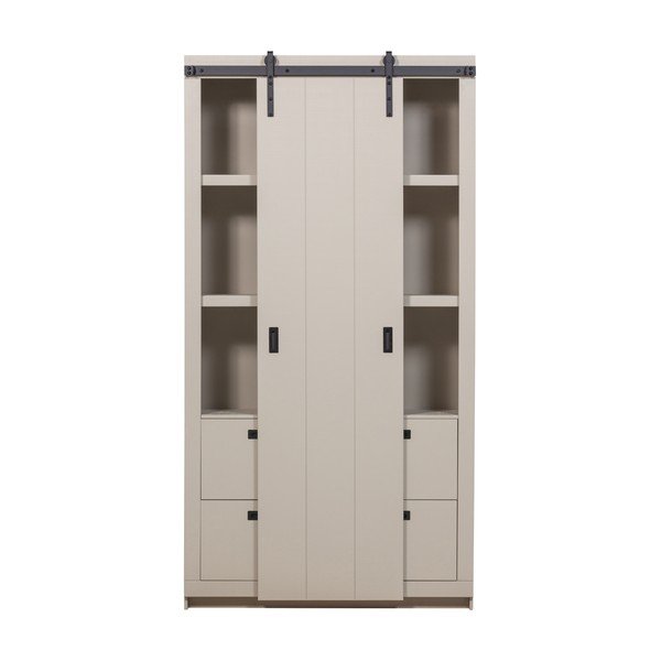 Сиво-бежово шкафче от масивен бор с плъзгащи се врати 122x230x37 cm Slide – vtwonen-image-1