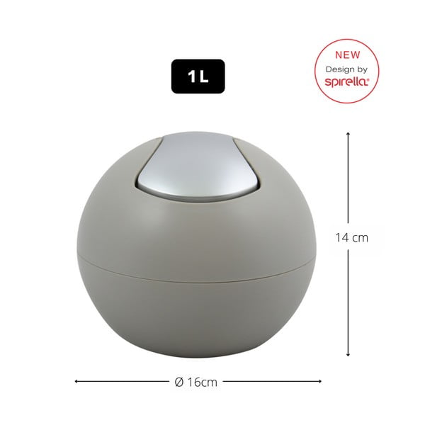 Кафяво-сиво пластмасово кошче за боклук 1 l   Bowl Matt – Spirella-image-2