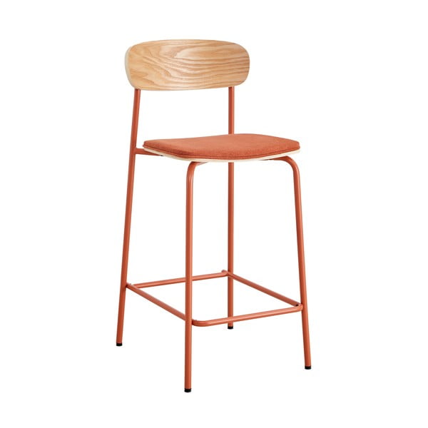 Бар столове в комплект от 2 броя в червен и естествен цвят (височина на седалката 66 см) Adriana - Marckeric