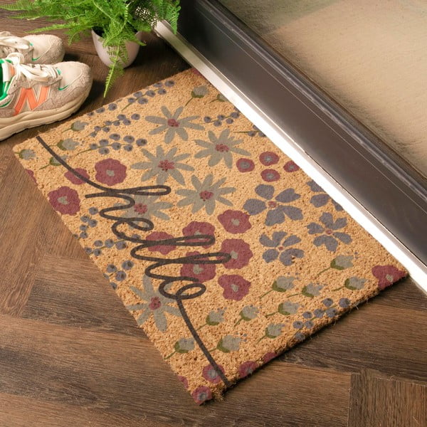 Изтривалка от кокосови влакна 40x60 cm Hello Scribbly Floral – Artsy Doormats-image-1