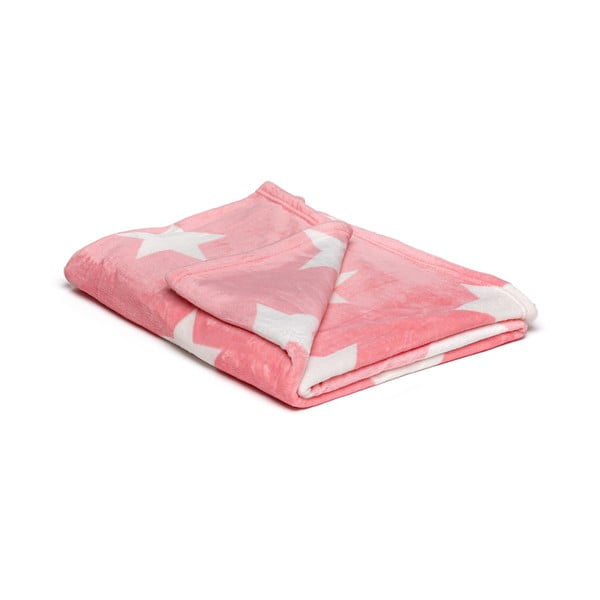 Розово микро плюшено одеяло Stars, 150 x 200 cm - My House