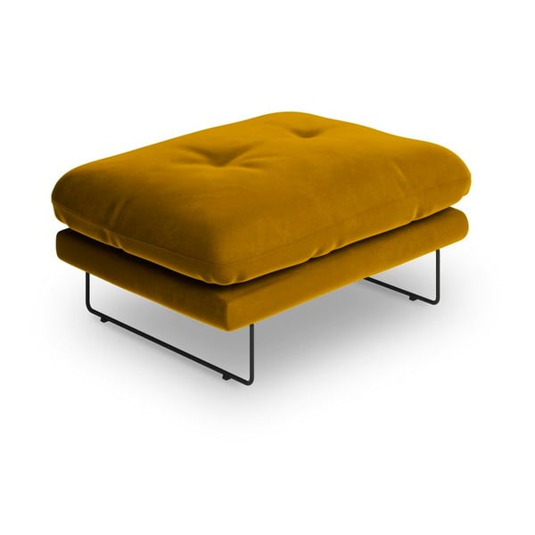 Жълт пуф с кадифена покривка Gravity - Windsor & Co Sofas-image-2
