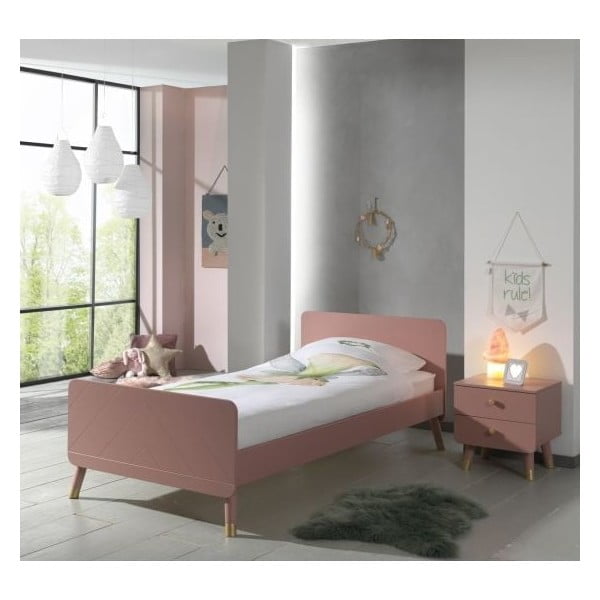 Розово детско нощно шкафче от борова дървесина Billy - Vipack-image-1