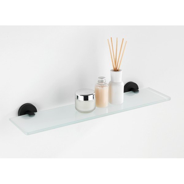 Монтиран на стената стъклен рафт с матово черни дръжки от неръждаема стомана Bosio - Wenko-image-2