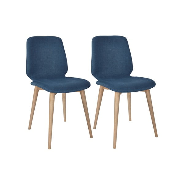 Комплект от 2 тъмносини трапезни стола с масивни дъбови крака WOOD AND VISION Cut - Wood and Vision