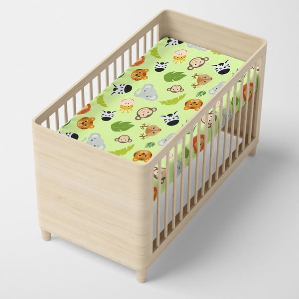 Зелен еластичен памучен чаршаф , 60 x 120 cm Wild - Mr. Fox-image-3