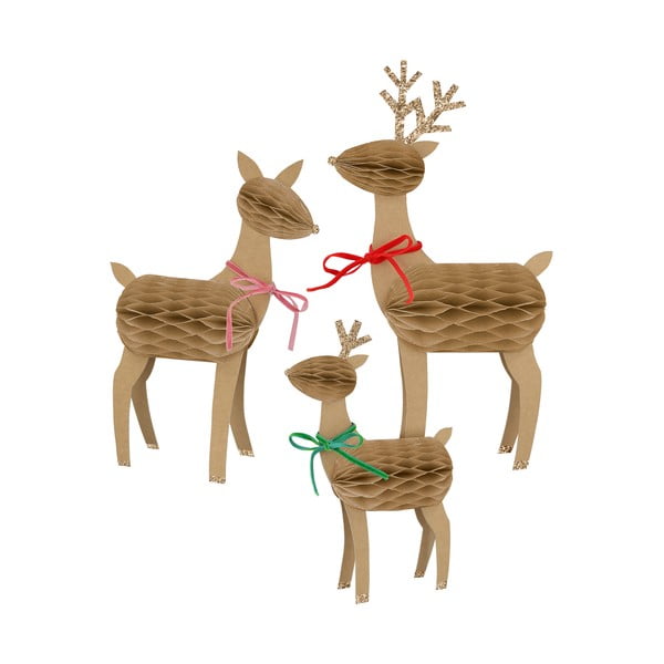 Коледни фигурки в комплект от 3 Reindeer Family - Meri Meri