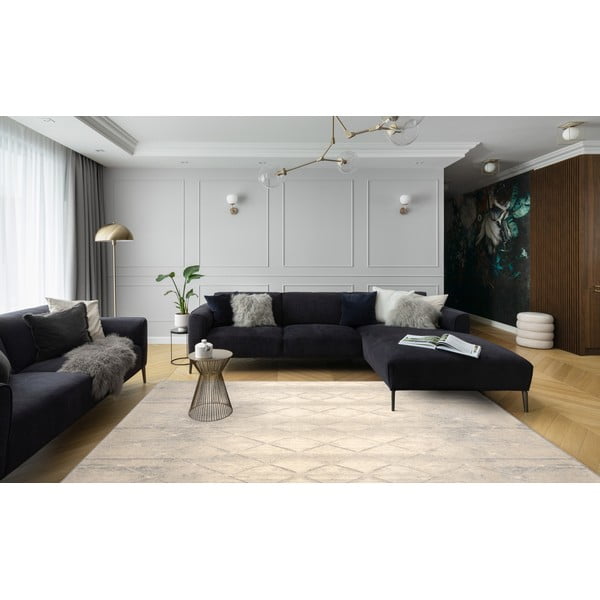 Кремав вълнен килим 133x180 cm Colette - Agnella-image-1