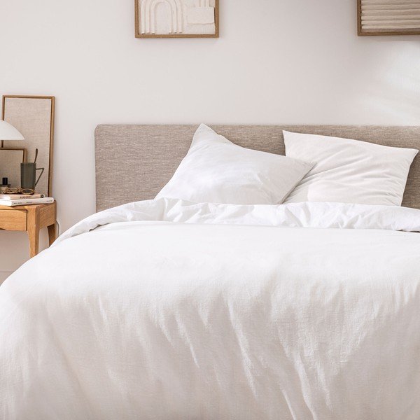 Бяло двойно /удължено 3 части памучно спално бельо 240x220 cm Meline – douceur d'intérieur-image-1