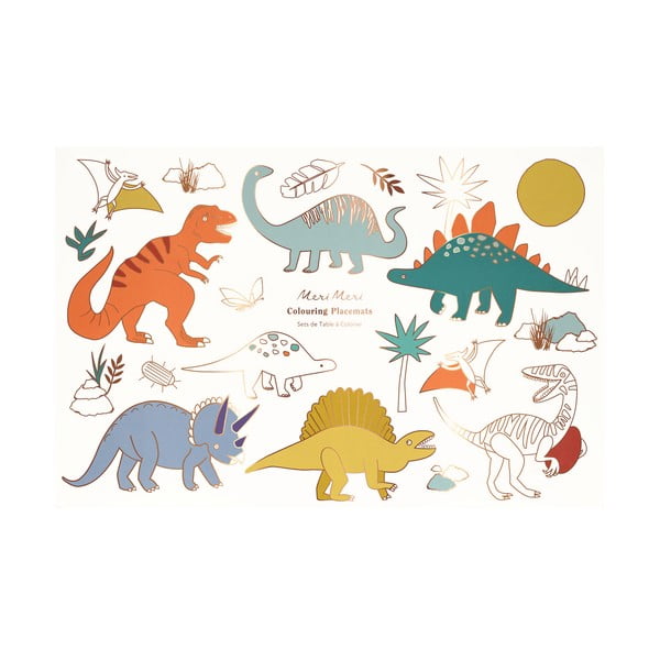 Хартиени подложки за хранене в комплект 8 бр. 28x42.5 cm Dinosaurs – Meri Meri