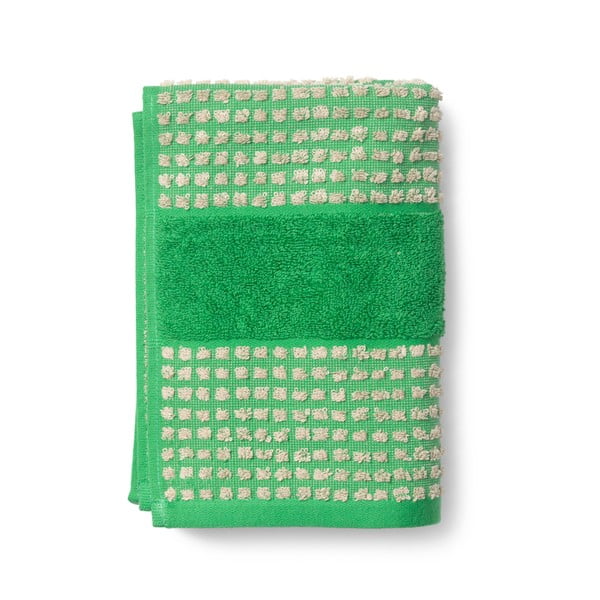 Кърпа от органичен памук в зелено и бежово 70x140 cm Check - JUNA