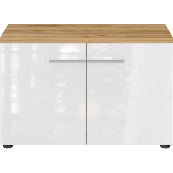 Дъбов шкаф за обувки с пейка в бял\естествен цвят Aledo - Germania-image-2