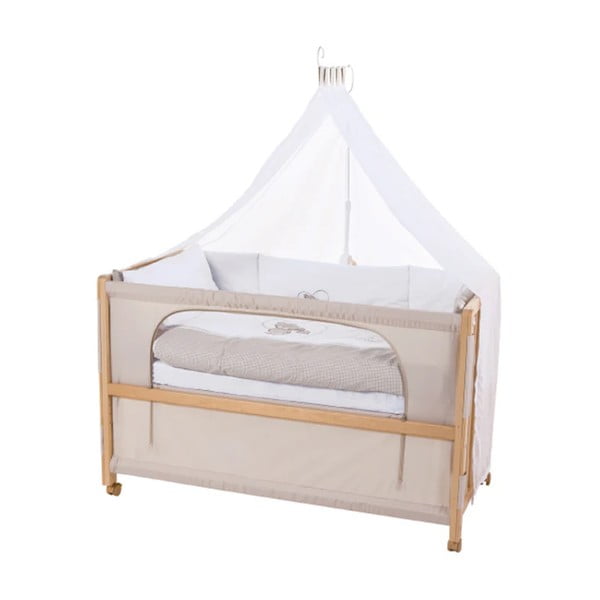 Детско легло на колела с балдахин в естествен цвят 60x120 cm Liebhabär - Roba-image-1