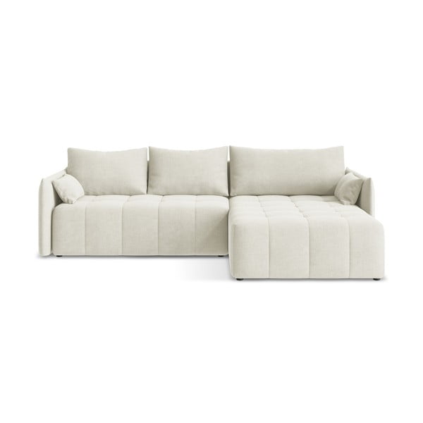 Бежов разтегателен ъглов диван с място за съхранение (десен ъгъл) Moku – Makamii