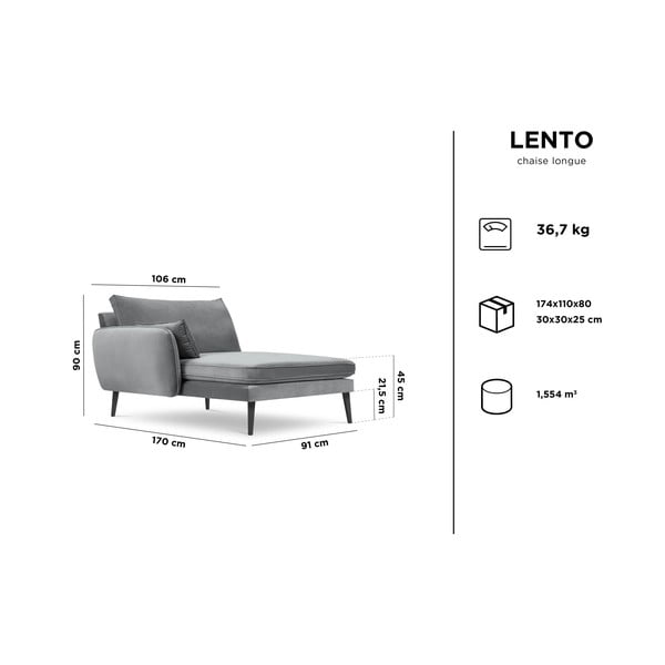 Петролно синьо кадифено кресло за отдих с черни крака, ляв ъгъл Lento - Kooko Home-image-4