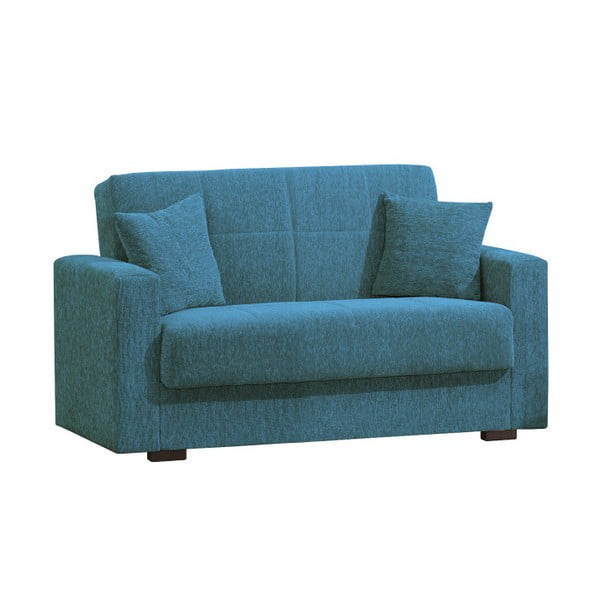 Modrá  dvoumístná rozkládací pohovka s úložným prostorem Esidra Relax
