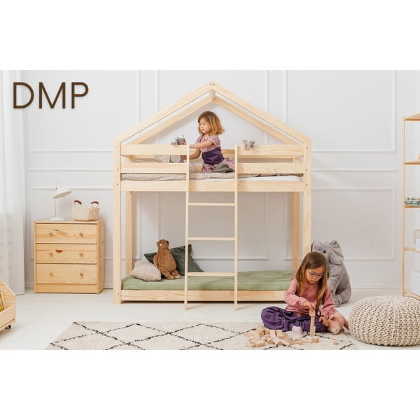 Двуетажно легло от борова дървесина 80x180 cm в естествен цвят Mila DMP - Adeko-image-1