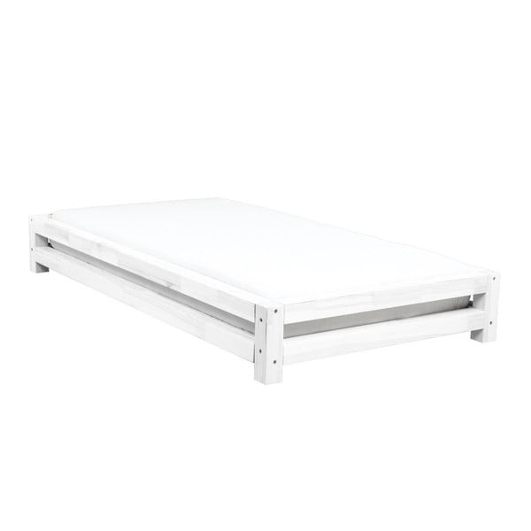 Бяло единично легло от борова дървесина JAPA, 200 x 120 cm - Benlemi