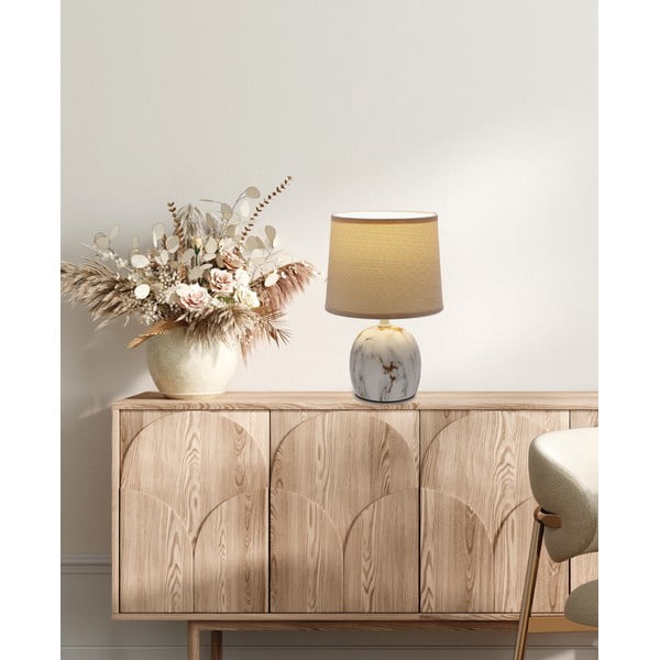 Кремава настолна лампа с текстилен абажур (височина 25 cm) Adelina - Candellux Lighting-image-1