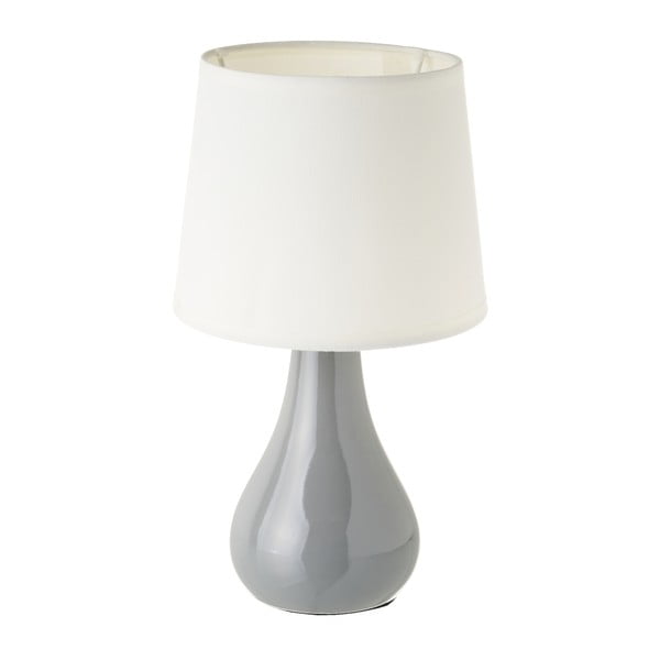 Бяло-сива керамична настолна лампа с текстилен абажур (височина 26 cm) - Casa Selección