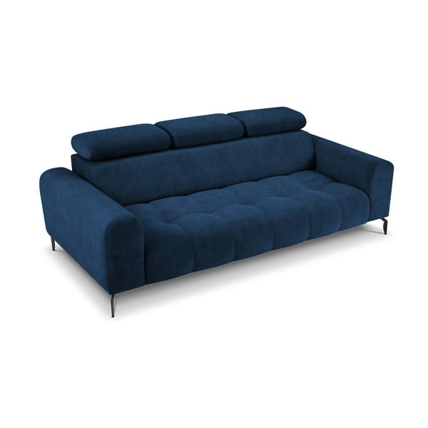 Син разтегателен диван с кадифена повърхност Nico - Milo Casa-image-2