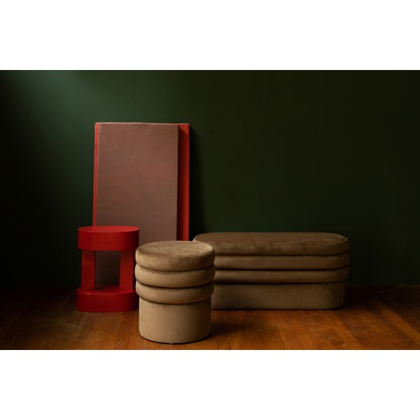 Кафява кадифена табуретка Aditi – Dutchbone-image-2