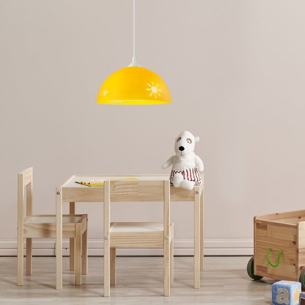 Детско осветително тяло в жълта охра със стъклен абажур ø 30 cm Day & Night - LAMKUR-image-2