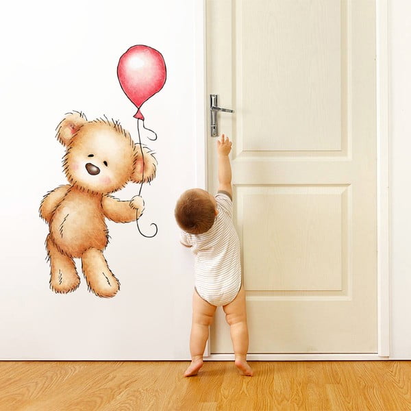 Samolepka na stěnu Medvídek a balonek, 70x50 cm