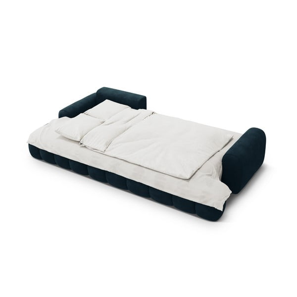 Кадифен сгъваем/с място за съхранение ъглов диван в петролен цвят (ляв ъгъл) Linz – Cosmopolitan Design-image-4