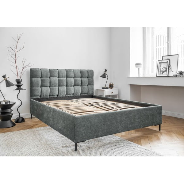 Светлозелено тапицирано двойно легло с включена подматрачна рамка 180x200 cm Eve – Miuform-image-4