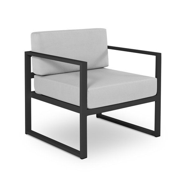 Šedé venkovní křeslo v černém rámu Calme Jardin Nicea-image-2