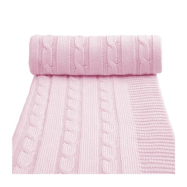 Розово плетено бебешко одеяло със съдържание на памук , 80 x 100 cm Spring - T-TOMI