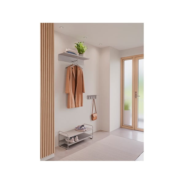 Светлосива стоманена стенна закачалка с рафт 11,5 cm A-Hallway – Zone-image-2
