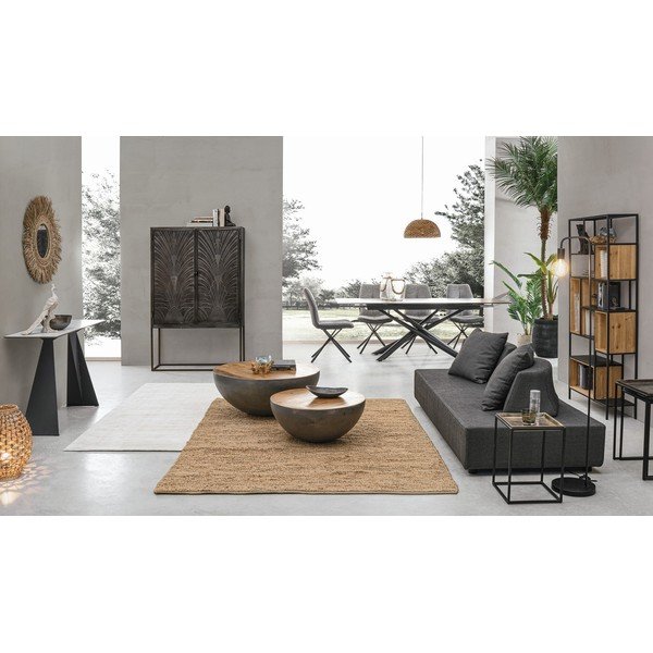 Сива/в естествен цвят метална кръгла масичка за кафе ø 90 cm Lancaster – Bizzotto-image-4